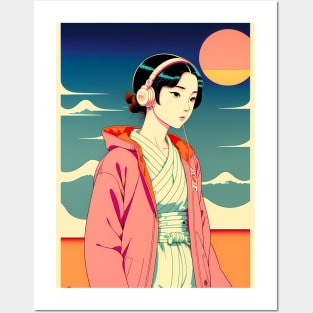 Ukiyo-e Headphone Girl #3 Posters and Art